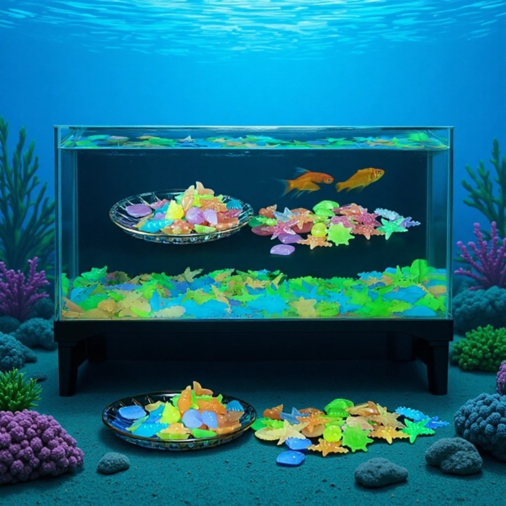 Aquarium Marine Plants - Pedras oceânicas luminosas, conchas fluorescentes, estrelas-do-mar