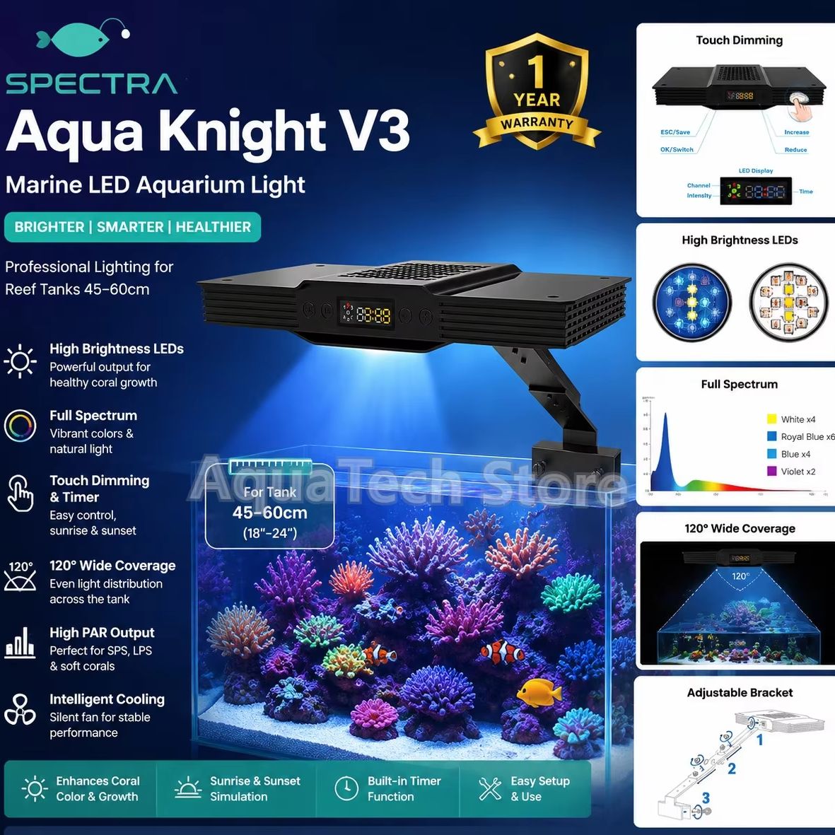 Aquarium Marine Lights - Spectra Aqua Knight V3 75W Programável
